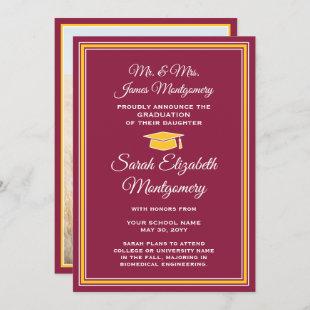 Photo From Parents Maroon & Gold Formal Graduation Announcement