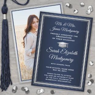Photo From Parents Navy Blue and White Graduation Announcement