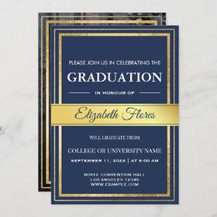 Photo From Parents Navy Gold and White Graduation  Announcement