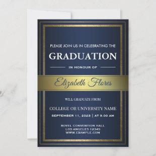Photo From Parents Navy Gold and White Graduation Announcement