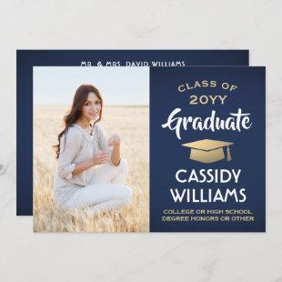 Photo From Parents Navy Gold & White Graduation Announcement