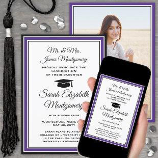 Photo From Parents Purple and White Graduation Announcement