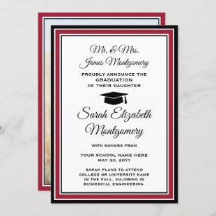 Photo From Parents Red White and Black Graduation Announcement