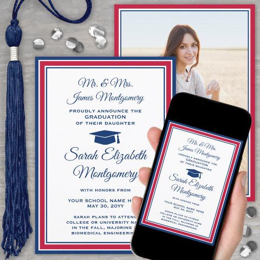 Photo From Parents Red White and Blue Graduation Announcement