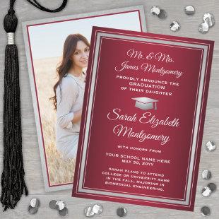Photo From Parents Red White and Silver Graduation Announcement
