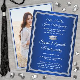 Photo From Parents Royal Blue and White Graduation Announcement