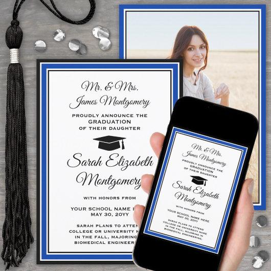 Photo From Parents Royal Blue and White Graduation Announcement