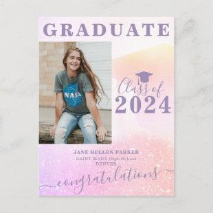 Photo graduate girly graduation announcement  postcard