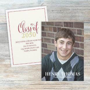 Photo Graduate Modern Simple Class Of Gold Red Invitation