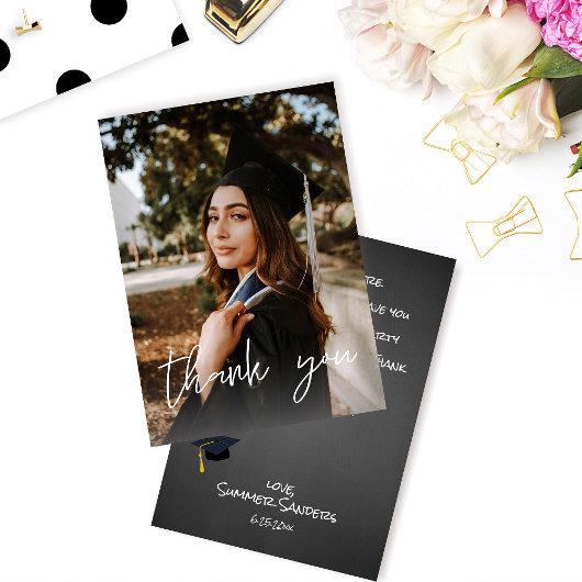 Photo Graduation Hat Chalkboard V Thank You Card 
