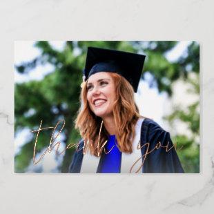 Photo Graduation Hat White H Foil Thank You Card 