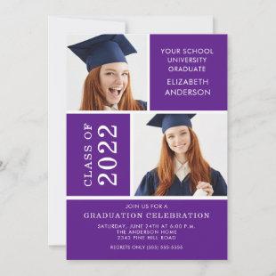 Photo Graduation Invitation ~Classy Purple & White