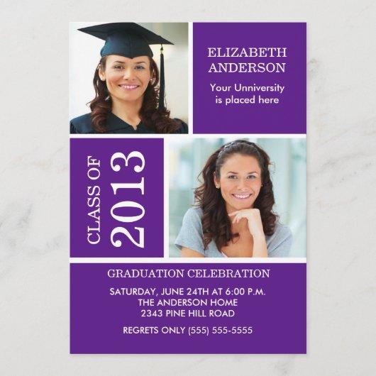 Photo Graduation Invitation ~Classy Purple & White