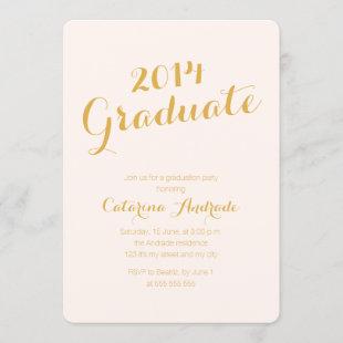 Photo Graduation Party Blush Pink Gold Calligraphy Invitation
