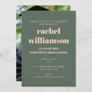 Photo Graduation Party Class of 2022 Pink Green Invitation