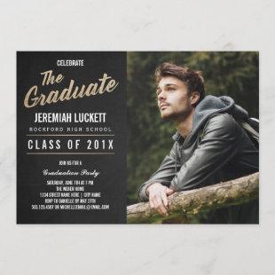 Photo Graduation Party Invitation | Chalkboard