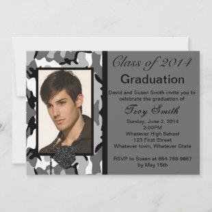 Photo Gray Camo Graduation Invitation