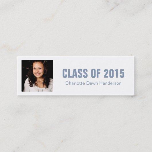 Photo name card graduation announcement blue