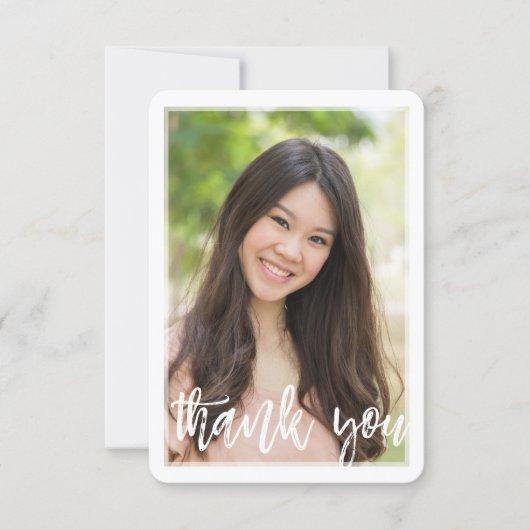 PHOTO THANK YOU modern hand lettered white overlay