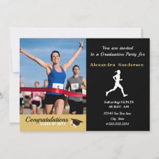 Photo Track runner congratulation graduate party Invitation