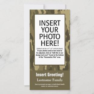 Photo with Camouflage Print Military Holiday Card
