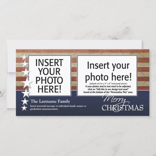 Photo with USA Flag Patriotic Military Theme Holiday Card