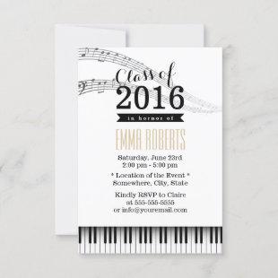 Piano Keys & Music Notes Musical Graduation Party Invitation