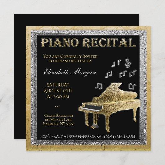 Piano Recital Gold and Silver Invitation