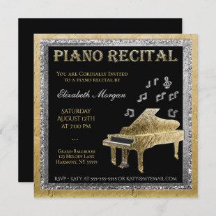 Piano Recital Gold and Silver Invitation