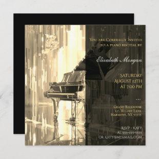 Piano Recital Gold  Invitation