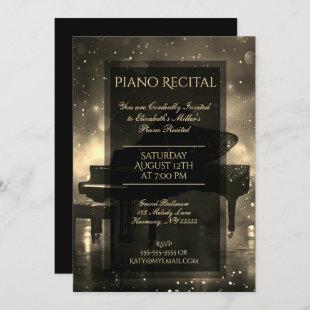 Piano Recital with Gold Lights Invitation