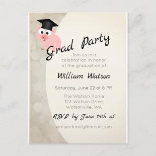 Pig Graduation Party Invitation