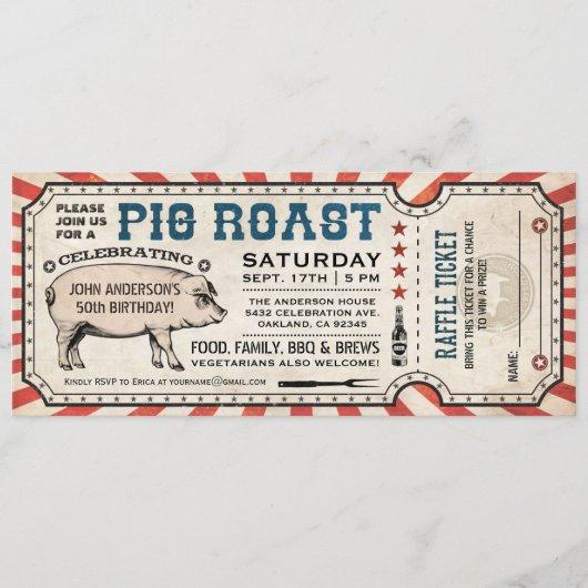 Pig Roast Invitations with Raffle Ticket