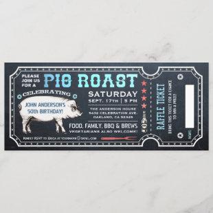 Pig Roast Ticket Invitations with Raffle Ticket v4