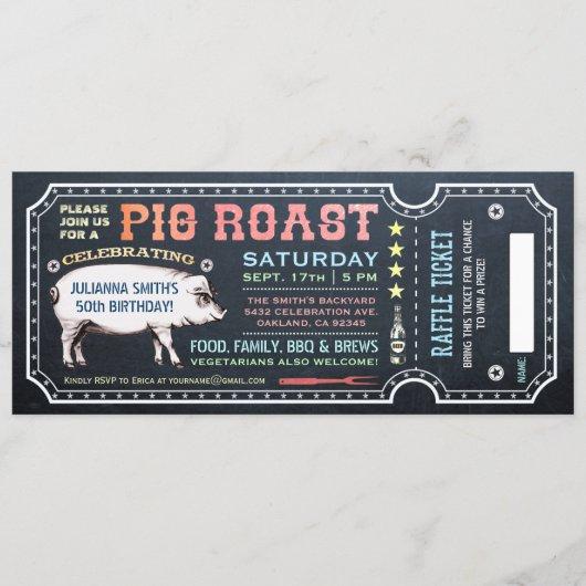 Pig Roast Ticket Invitations with Raffle Ticket v5