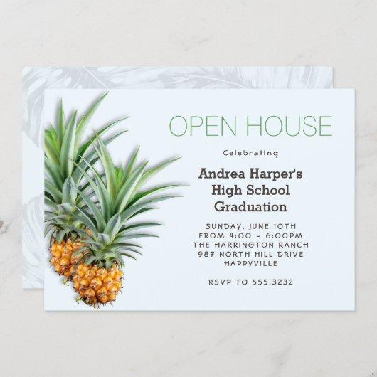 Pineapples Hawaiian School Graduation Open House Invitation