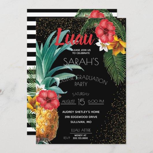Pineapples & Tropical Flowers Graduation Party Invitation