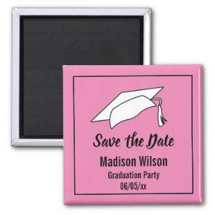 Pink and Black Save the Date Graduation Party Magnet