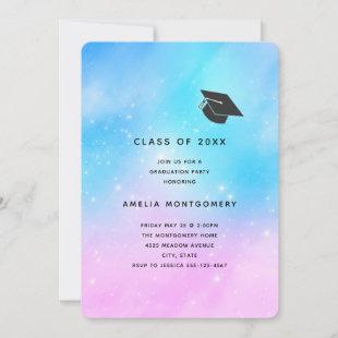 Pink and Blue Pastel Gradient Sky Graduation Invitation