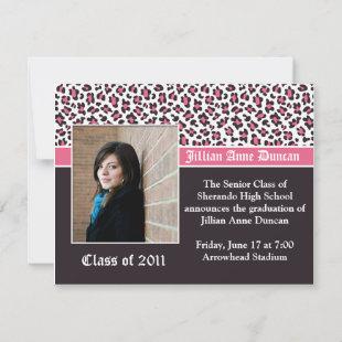 Pink and Brown Leopard Print Graduation Invitation
