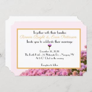 Pink and gold floral invitation