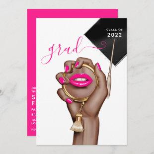Pink and Gold Glam Chic Graduation Party Invitation