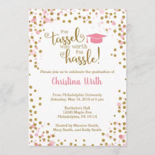 Pink and Gold Graduation Invitation