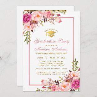Pink and Gold Graduation Party Invite - Photo Back