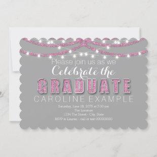 Pink and Gray Graduation Announcements