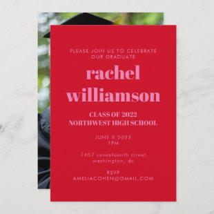 Pink and Red Class of 2024 Photo Graduation Party  Invitation