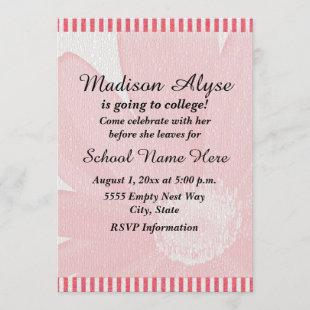 Pink and White Striped  "Off To College" Invite