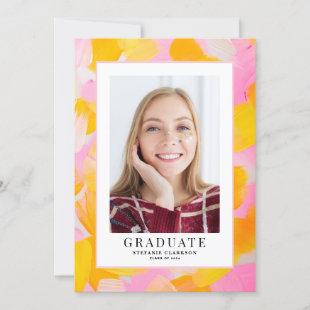 Pink and Yellow Acyrlic Background Graduation Announcement
