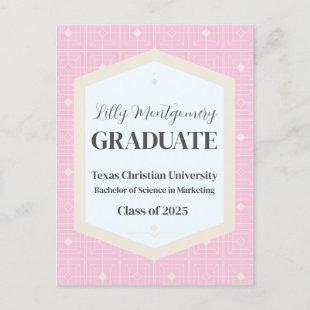 Pink Beige Photo Graduation  Postcard