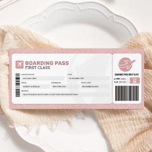 Pink Boarding Pass Travel Trip Plane Gift Ticket Invitation